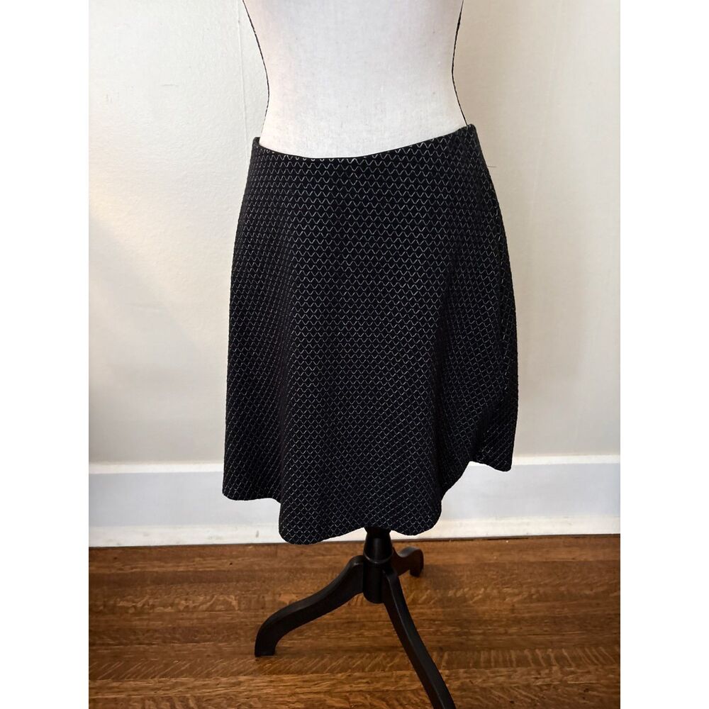 LOFT Black Gray Diamond Textured A-Line Skirt Size Small NWT